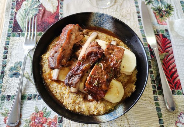 Polenta with taleggio and ribs